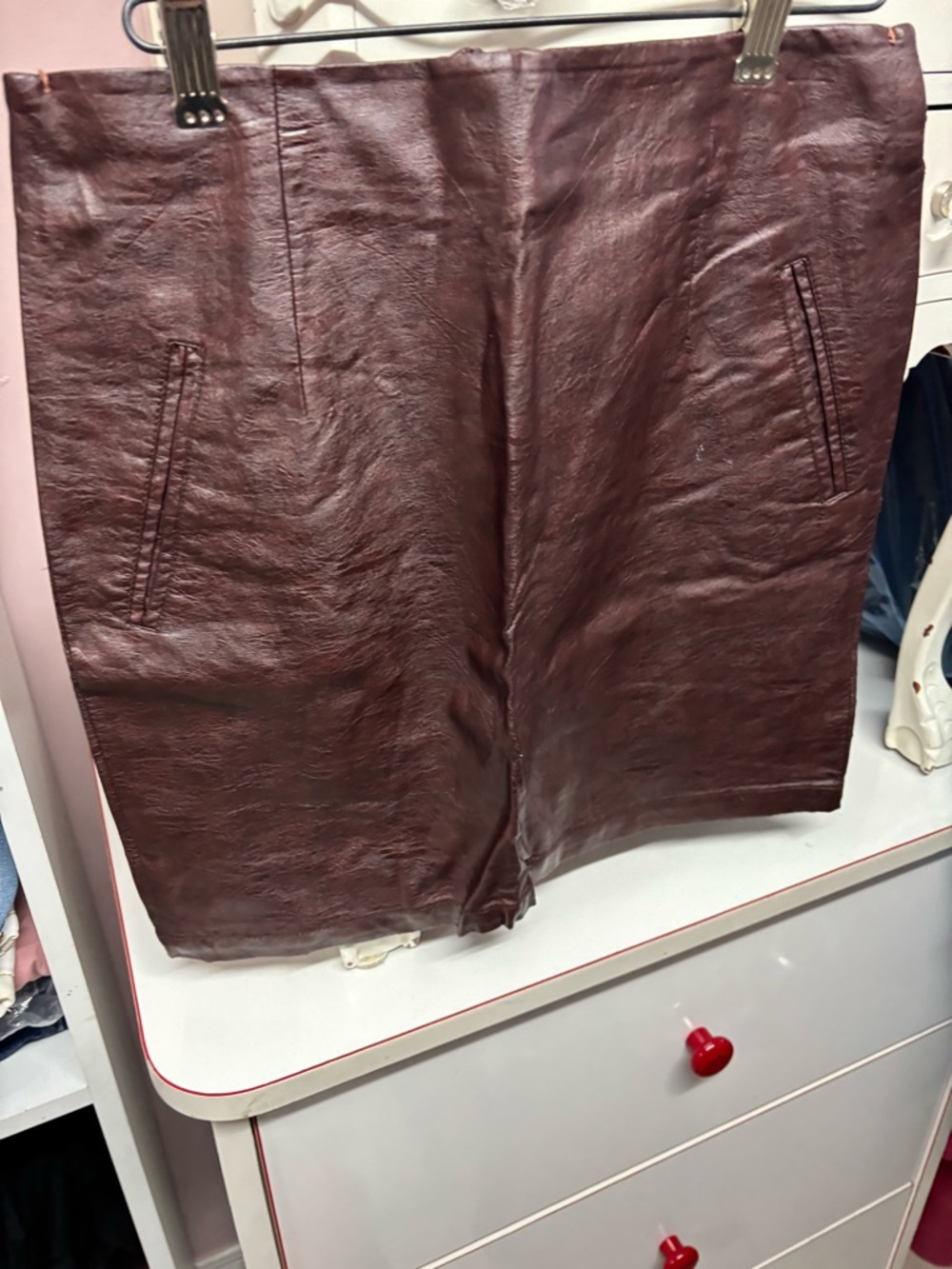 Forever 21 Burgundy Faux Leather Mini Skirt